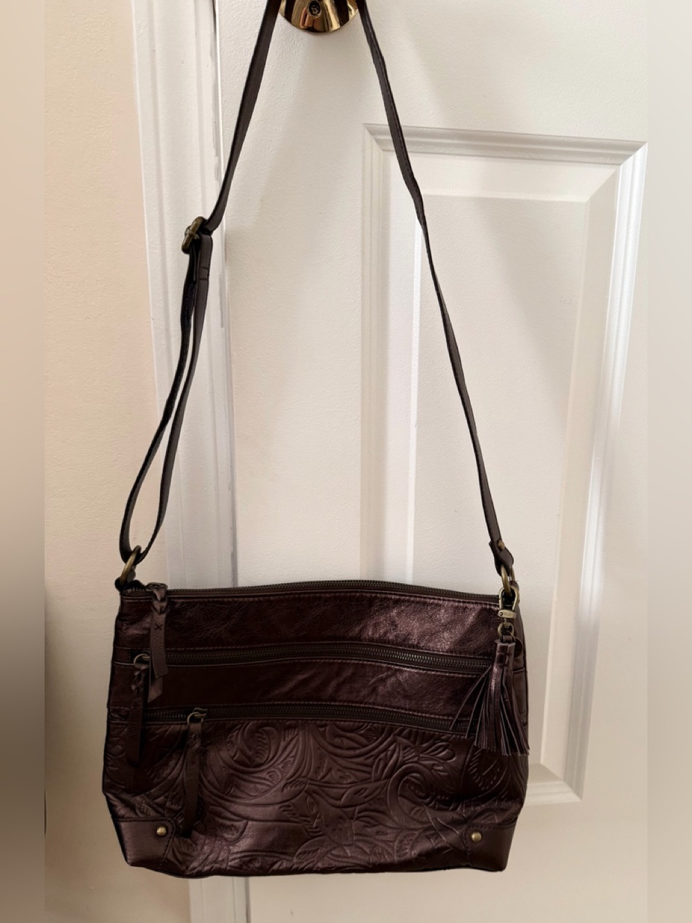 The Sak Women's Embossed Leather Crossbody Bag - Bronze